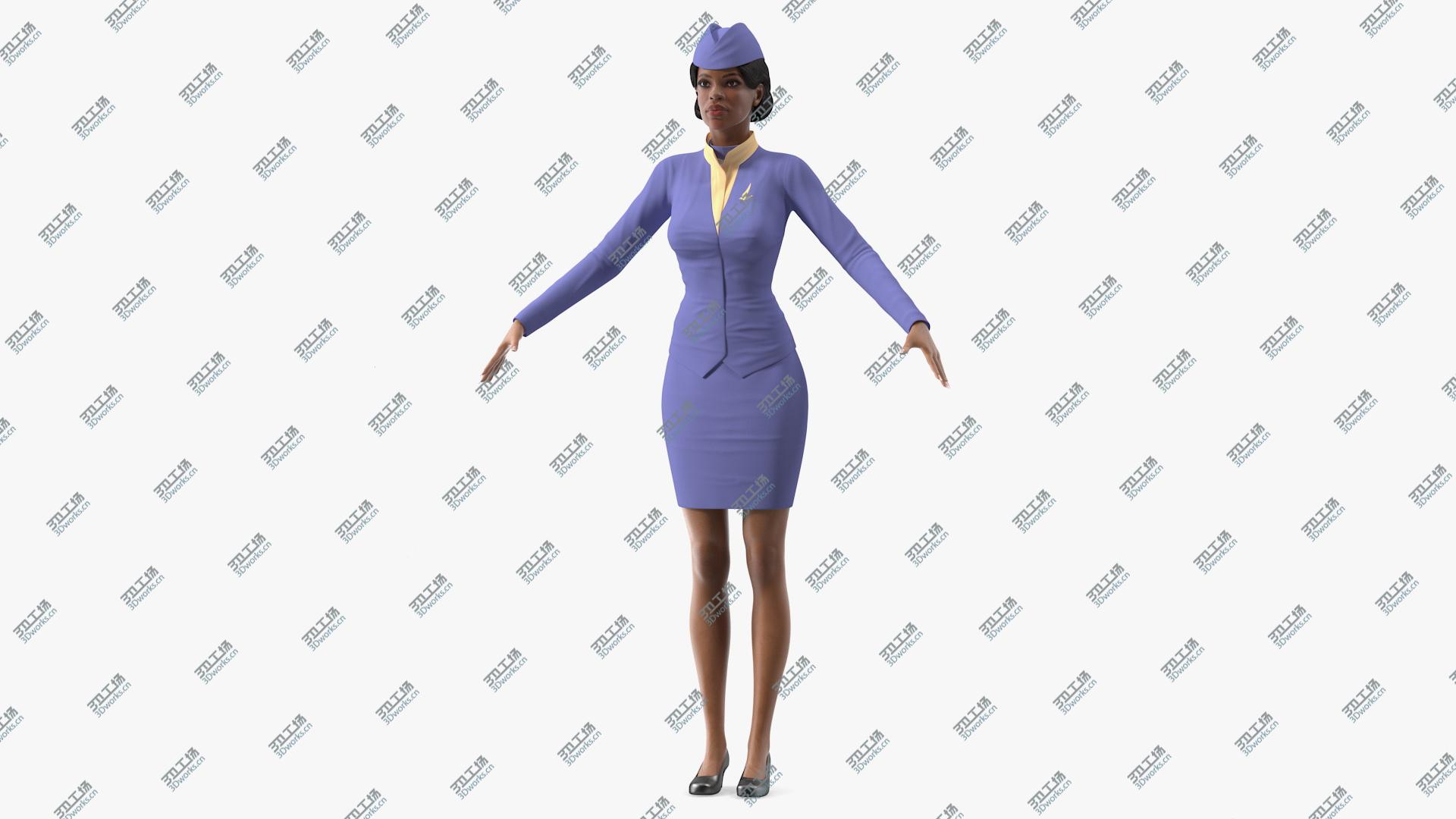 images/goods_img/202104093/3D Light Skin Black Stewardess Neutral Pose/1.jpg